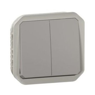 Фото Перемикач/кнопка двоклавішний 10А механізм, колір Сірий PLEXO